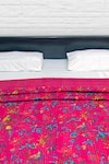 Buy_CocoBee_Pink Cotton Printed Floral Bedspread _at_Aza_Fashions