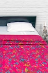 Shop_CocoBee_Pink Cotton Printed Floral Bedspread _at_Aza_Fashions