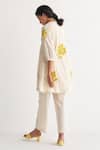 Shop_Shivani Bhargava_Off White Cotton Applique, Embroidery Round Neck Cross Stitch Top And Pant Set _at_Aza_Fashions