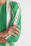 Buy_Shivani Bhargava_Green Cotton, Linen Round Neck Striped Digital Print Kurta And Flared Pant Set 