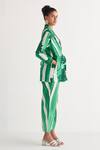Buy_Shivani Bhargava_Green Cotton Linen Digital Printed Woven Shawl Lapel Striped Tunic And Pant Set _Online_at_Aza_Fashions