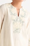 Shop_Shivani Bhargava_Off White Pure Cotton Embroidered Woven Notched Short Tunic And Pant Set _Online_at_Aza_Fashions