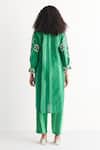 Shop Shivani Bhargava Green Cotton, Linen Embroidery Open Neck Melange Striped Print Dress at Aza Fashions Shop_Shivani Bhargava_Green Cotton, Linen Embroidery Open Neck Melange Striped Print Dress _at_Aza_Fashions