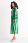 Shivani Bhargava Green Cotton, Linen Embroidery Open Neck Melange Striped Print Dress Online at Aza Fashions Shivani Bhargava_Green Cotton, Linen Embroidery Open Neck Melange Striped Print Dress _Online_at_Aza_Fashions