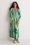 Buy Shivani Bhargava Green Giza Cotton Digital Printed Woven Round Striped And Floral Long Kurta at Aza Fashions Buy_Shivani Bhargava_Green Giza Cotton Digital Printed Woven Round Striped And Floral Long Kurta _at_Aza_Fashions