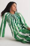 Shivani Bhargava Green Giza Cotton Digital Printed Woven Round Striped And Floral Long Kurta at Aza Fashions Shivani Bhargava_Green Giza Cotton Digital Printed Woven Round Striped And Floral Long Kurta _at_Aza_Fashions