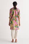 Shop_Shivani Bhargava_Multi Color Pure Cotton Digital Printed Woven Notched Gardenia Floral Kurta _at_Aza_Fashions