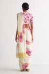 Shop_Shivani Bhargava_Ivory Cotton Linen Print Floral Hand Drawn Pattern Saree _at_Aza_Fashions