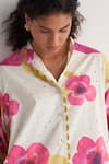 Shivani Bhargava_Ivory Cotton Embroidery Collared Pure Floral Print Shirt With Pant _at_Aza_Fashions