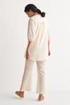 Shop_Shivani Bhargava_Off White Cotton Embroidery Round Neck Flower Stitch Long Top With Pant _at_Aza_Fashions