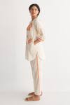 Shop_Shivani Bhargava_Off White Cotton Embroidery Round Neck Flower Stitch Long Top With Pant _Online_at_Aza_Fashions