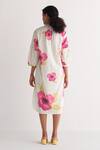 Shop_Shivani Bhargava_Ivory Pure Cotton Printed Floral Band Collar Shirt Dress _at_Aza_Fashions