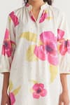 Shivani Bhargava_Ivory Pure Cotton Printed Floral Band Collar Shirt Dress _Online_at_Aza_Fashions