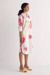 Shop_Shivani Bhargava_Ivory Pure Cotton Printed Floral Band Collar Shirt Dress _Online_at_Aza_Fashions
