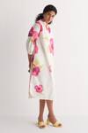 Shivani Bhargava_Ivory Pure Cotton Printed Floral Band Collar Shirt Dress _at_Aza_Fashions