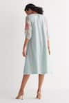 Shop_Shivani Bhargava_Blue Chanderi Applique Round Neck Floral Bunch Dress _at_Aza_Fashions