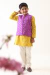 Buy_JILMIL DREAMWEAR_Purple Cotton Beads Embroidered Nehru Jacket And Kurta Set _at_Aza_Fashions