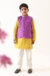 JILMIL DREAMWEAR_Purple Cotton Beads Embroidered Nehru Jacket And Kurta Set _Online_at_Aza_Fashions