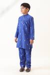Shop_JILMIL DREAMWEAR_Blue Cotton Geometric Pattern Kurta And Pant Set _Online_at_Aza_Fashions