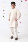 Buy_JILMIL DREAMWEAR_Off White Cotton Stripe Pattern Kurta And Pant Set _at_Aza_Fashions