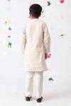 Shop_JILMIL DREAMWEAR_Off White Cotton Stripe Pattern Kurta And Pant Set _at_Aza_Fashions