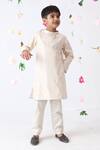 Buy_JILMIL DREAMWEAR_Off White Cotton Stripe Pattern Kurta And Pant Set _Online_at_Aza_Fashions