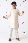 Shop_JILMIL DREAMWEAR_Off White Cotton Stripe Pattern Kurta And Pant Set _Online_at_Aza_Fashions