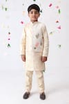 Buy_JILMIL DREAMWEAR_Off White Cotton Embroidered Ice Cream Sequin Nehru Jacket And Kurta Set _at_Aza_Fashions