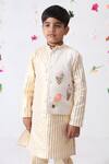 JILMIL DREAMWEAR_Off White Cotton Embroidered Ice Cream Sequin Nehru Jacket And Kurta Set _Online_at_Aza_Fashions