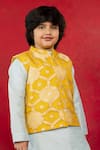 Buy_JILMIL DREAMWEAR_Yellow Cotton Silk Embroidered Floral Waistcoat _at_Aza_Fashions