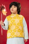 JILMIL DREAMWEAR_Yellow Cotton Silk Embroidered Floral Waistcoat _Online_at_Aza_Fashions