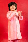 JILMIL DREAMWEAR_Pink Cotton, Silk Embroidery Printed Chikankari Kurta And Pant Set _Online_at_Aza_Fashions