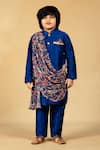 Buy_JILMIL DREAMWEAR_Blue Cotton Silk Printed Draped Kurta And Pant Set _at_Aza_Fashions