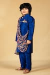 Shop_JILMIL DREAMWEAR_Blue Cotton Silk Printed Draped Kurta And Pant Set _at_Aza_Fashions