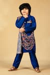 Buy_JILMIL DREAMWEAR_Blue Cotton Silk Printed Draped Kurta And Pant Set _Online_at_Aza_Fashions