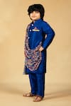 Shop_JILMIL DREAMWEAR_Blue Cotton Silk Printed Draped Kurta And Pant Set _Online_at_Aza_Fashions