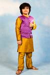 Buy_JILMIL DREAMWEAR_Purple Cotton, Silk Embroidery Geometric Pattern Jacket And Kurta Set _at_Aza_Fashions