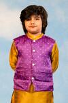 JILMIL DREAMWEAR_Purple Cotton, Silk Embroidery Geometric Pattern Jacket And Kurta Set _Online_at_Aza_Fashions