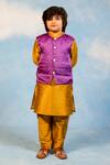Buy_JILMIL DREAMWEAR_Purple Cotton, Silk Embroidery Geometric Pattern Jacket And Kurta Set _Online_at_Aza_Fashions