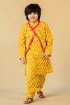 JILMIL DREAMWEAR_Yellow Cotton Printed Jaipuri Jacket And Kurta Set _at_Aza_Fashions