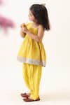 Shop_JILMIL DREAMWEAR_Yellow Cotton Embroidery Kurta And Pyjama Set _Online_at_Aza_Fashions