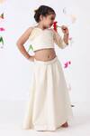 Buy_JILMIL DREAMWEAR_Off White Cotton One Side Sleeve Blouse And Lehenga Set_Online_at_Aza_Fashions