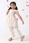 Buy_JILMIL DREAMWEAR_Off White Cotton Lace Stripe Pattern Kurta And Palazzo Set _at_Aza_Fashions
