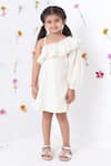 Buy_JILMIL DREAMWEAR_Off White Cotton Stripe One Side Sleeve Dress _at_Aza_Fashions