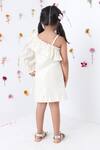 Shop_JILMIL DREAMWEAR_Off White Cotton Stripe One Side Sleeve Dress _at_Aza_Fashions