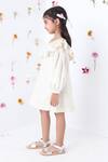 JILMIL DREAMWEAR_Off White Cotton Stripe One Side Sleeve Dress _at_Aza_Fashions