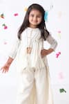 JILMIL DREAMWEAR_Off White Cotton Stripe Pattern Overcoat And Palazzo Set _Online_at_Aza_Fashions