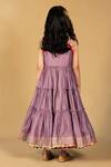 Shop_JILMIL DREAMWEAR_Purple Chanderi Pom-poms Tiered Dress _at_Aza_Fashions