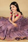 JILMIL DREAMWEAR_Purple Chanderi Pom-poms Tiered Dress _Online_at_Aza_Fashions