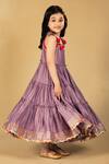 Shop_JILMIL DREAMWEAR_Purple Chanderi Pom-poms Tiered Dress _Online_at_Aza_Fashions